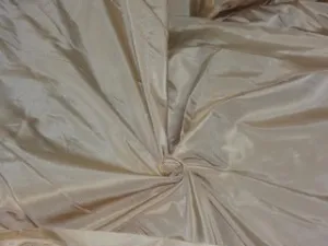 100% Pure SILK TAFFETA FABRIC Golden Cream color 5.45 yards continuous piece