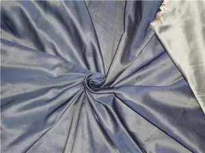 100% Pure Silk Taffeta Fabric-twill weave- Blueish Grey x Silver Color 60&quot; wide