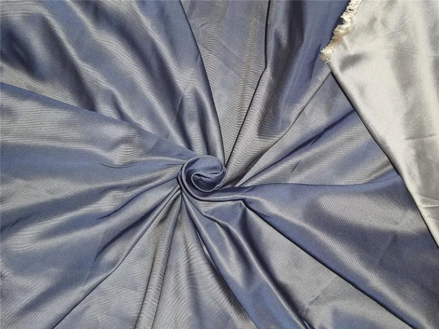 100% Pure Silk Taffeta Fabric-twill weave- Blueish Grey x Silver Color 60&quot; wide