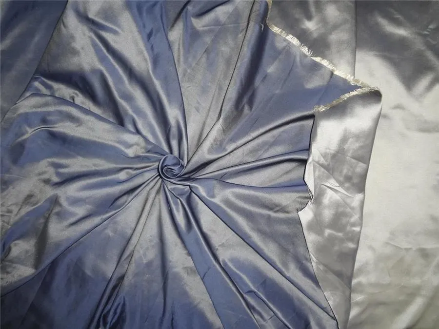 100% Pure Silk Taffeta Fabric-twill weave- Blueish Grey x Silver Color 60&quot; wide