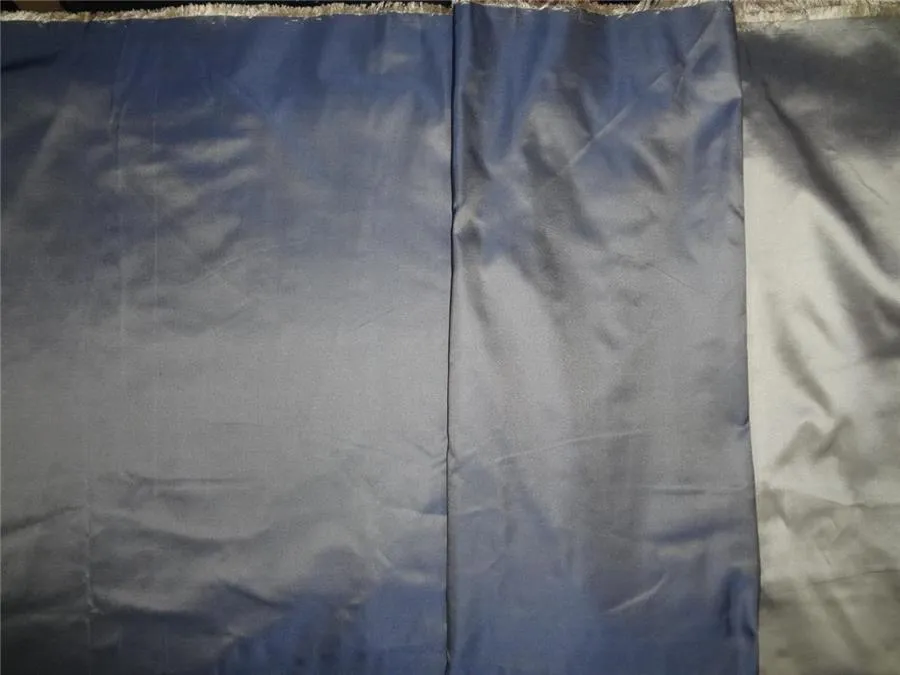 100% Pure Silk Taffeta Fabric-twill weave- Blueish Grey x Silver Color 60&quot; wide
