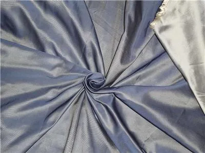 100% Pure Silk Taffeta Fabric-twill weave- Blueish Grey x Silver Color 60&quot; wide