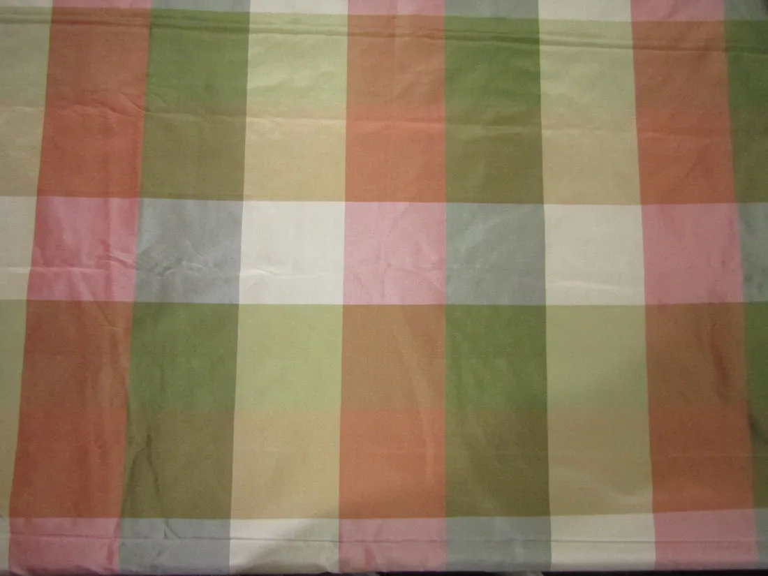 100% SILK TAFFETA FABRIC MULTI COLOR Plaids 4 X4" TAFC67[1]