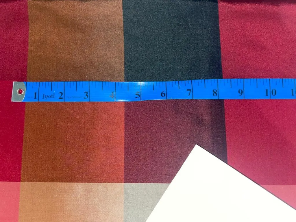 100% SILK TAFFETA FABRIC MULTI COLOR PLAIDS 54" wide TAF#C24[1]