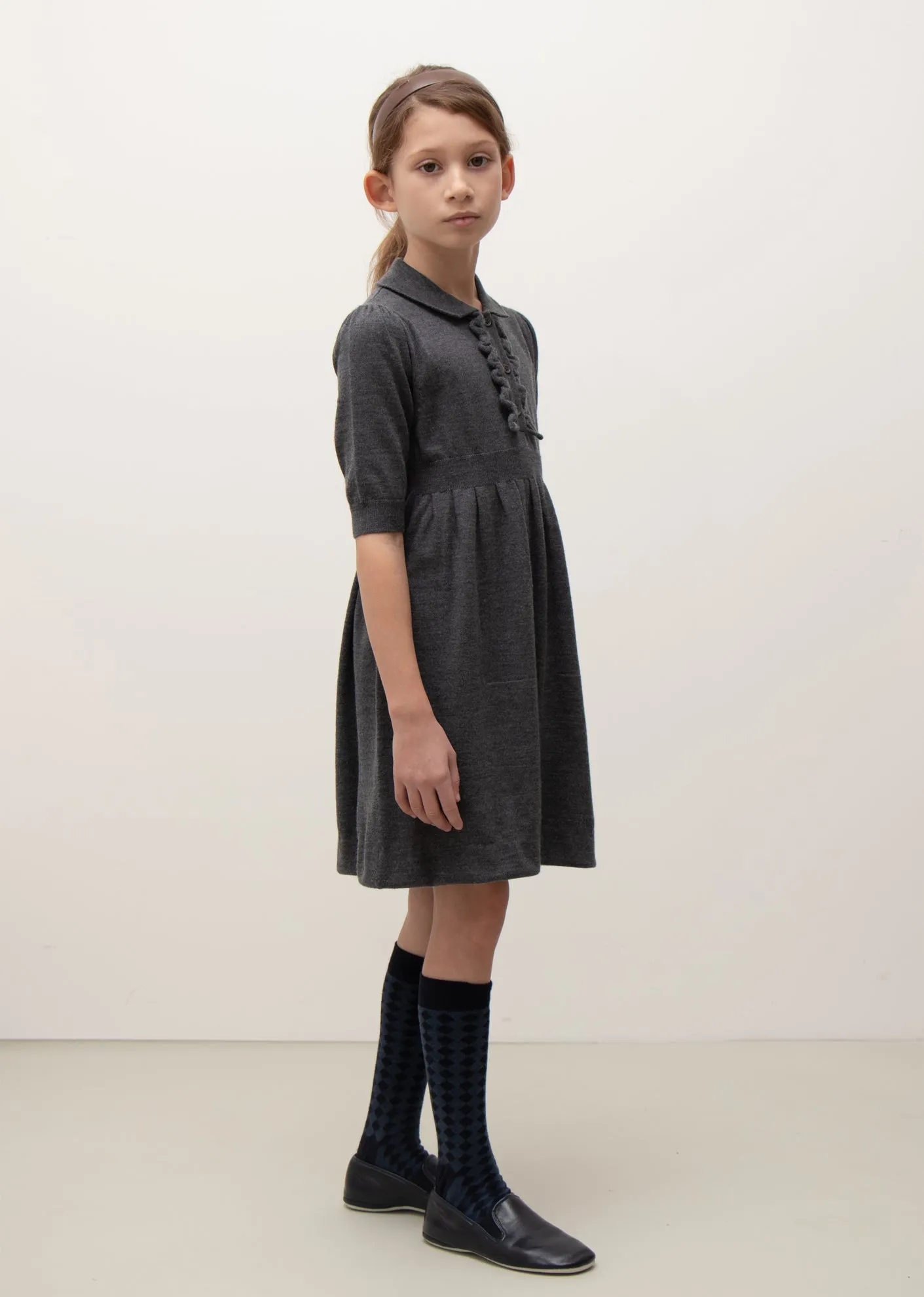 ANETO GIRL DRESS - DARK GREY MELANGE