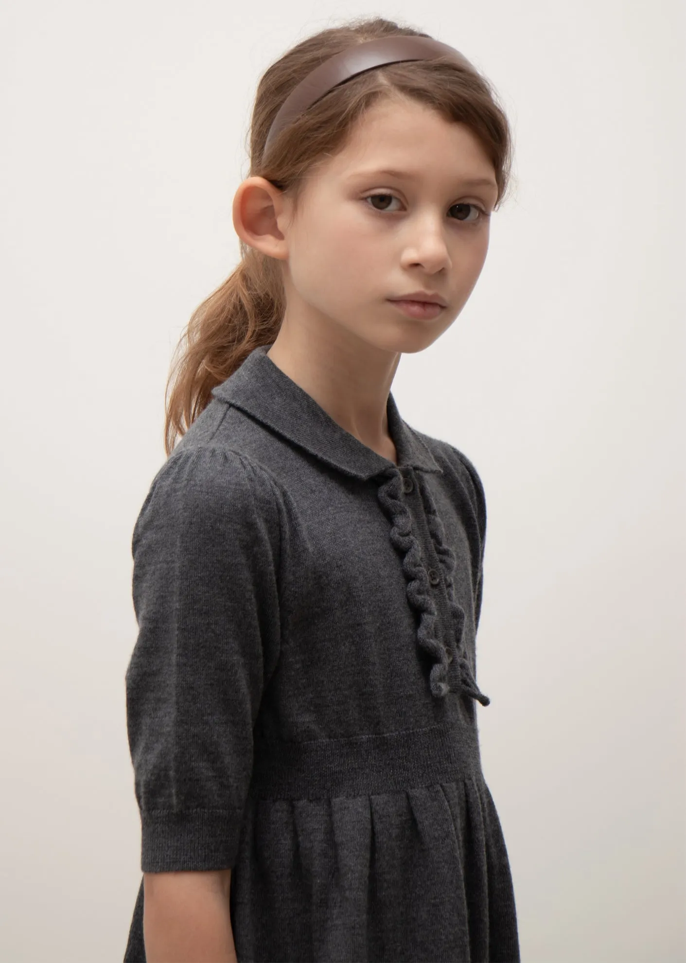 ANETO GIRL DRESS - DARK GREY MELANGE