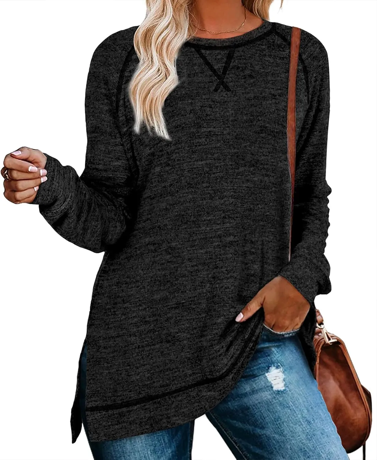 Aokosor Tunic Tops for Women 2025 Long Sleeve Shirts for Leggings Loose Fit Sweaters