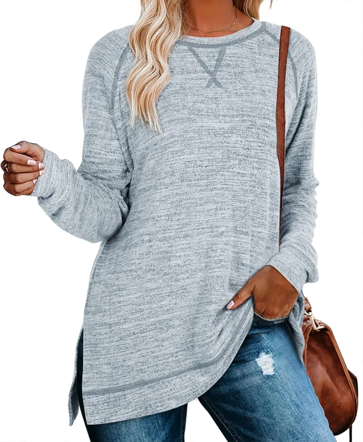 Aokosor Tunic Tops for Women 2025 Long Sleeve Shirts for Leggings Loose Fit Sweaters