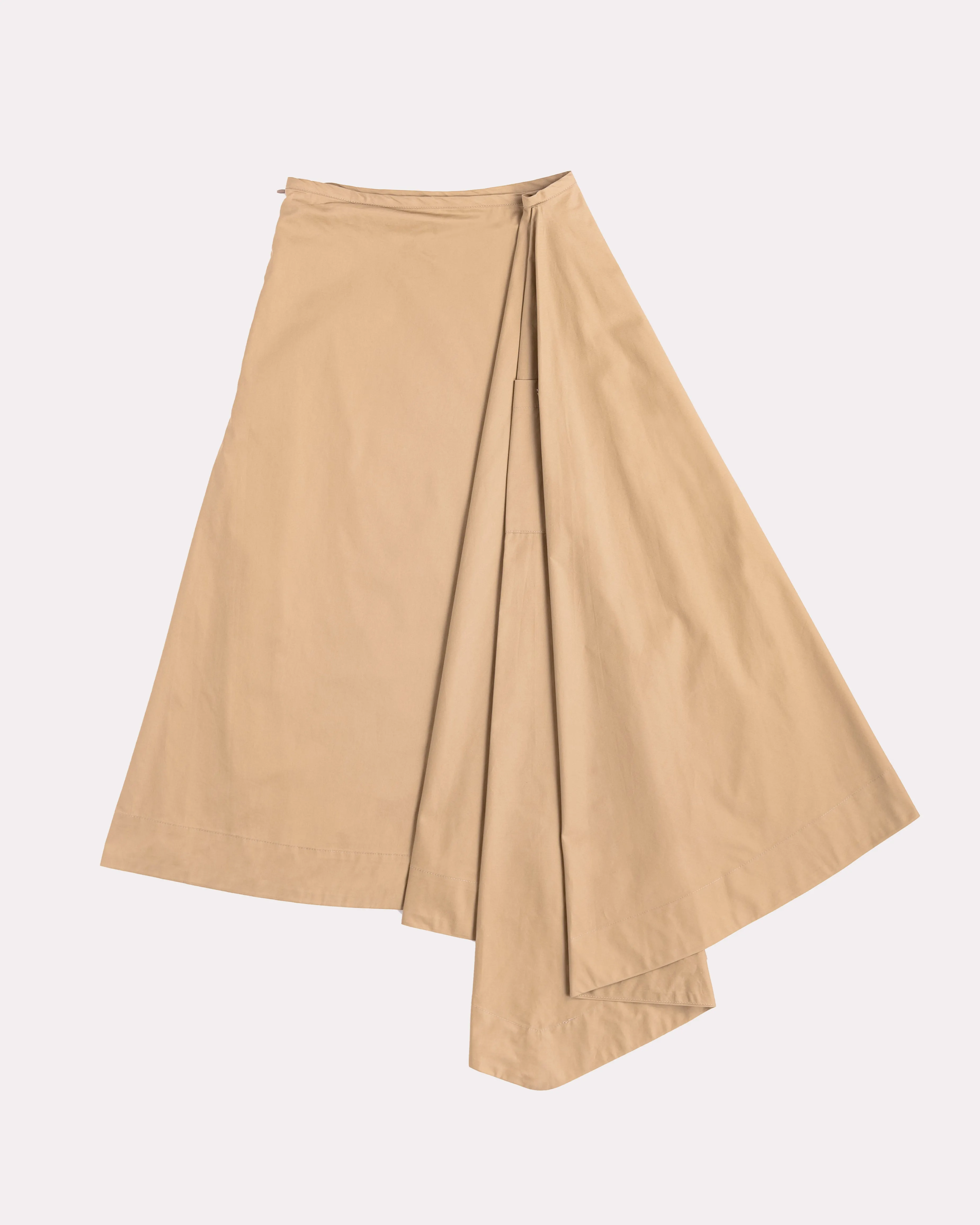 Asymmetrical Midi Skirt (Khaki)