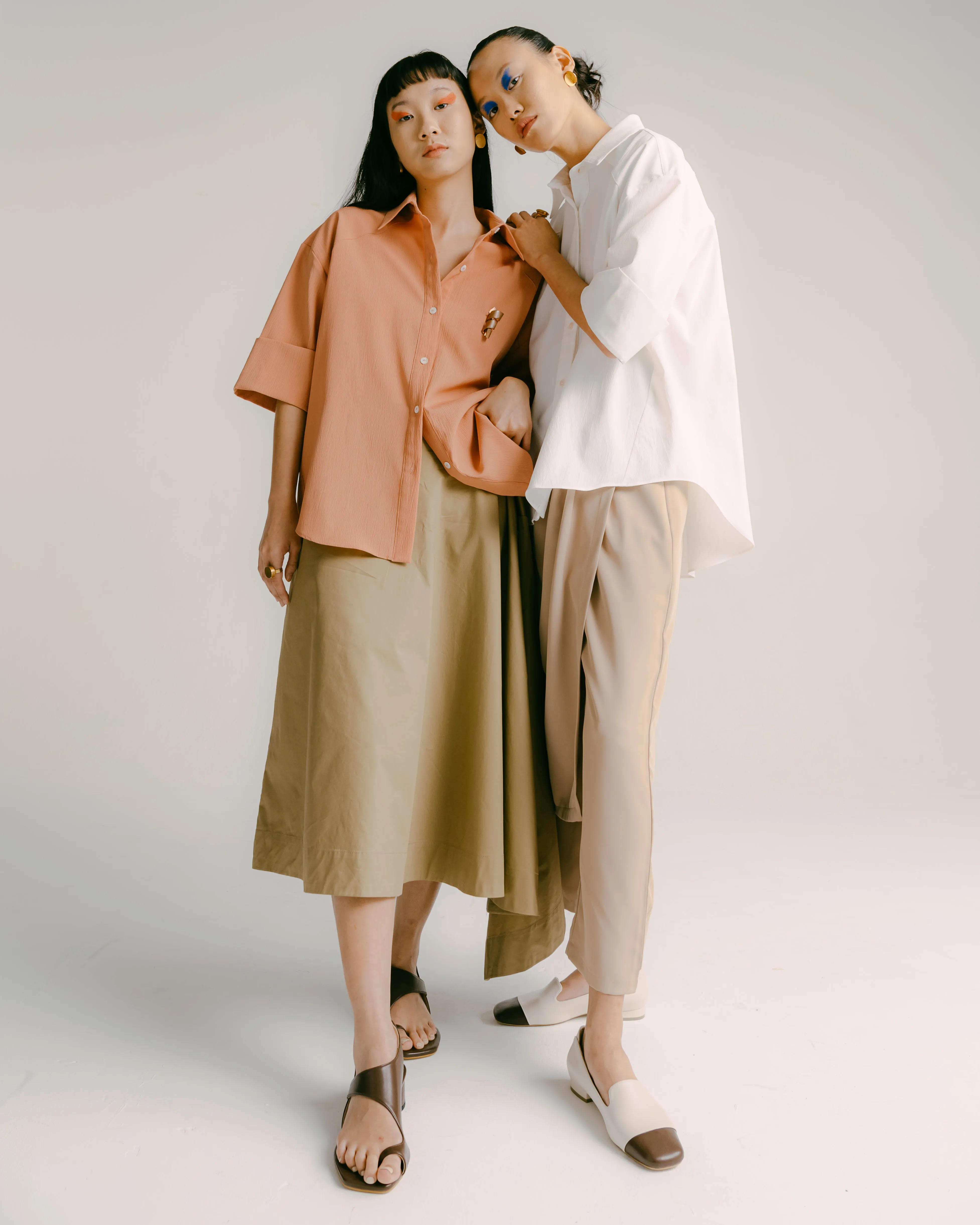 Asymmetrical Midi Skirt (Khaki)