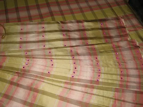 Awesome lime yellow,baby pink and white plaids~silk taffeta fabric 54&quot; wide