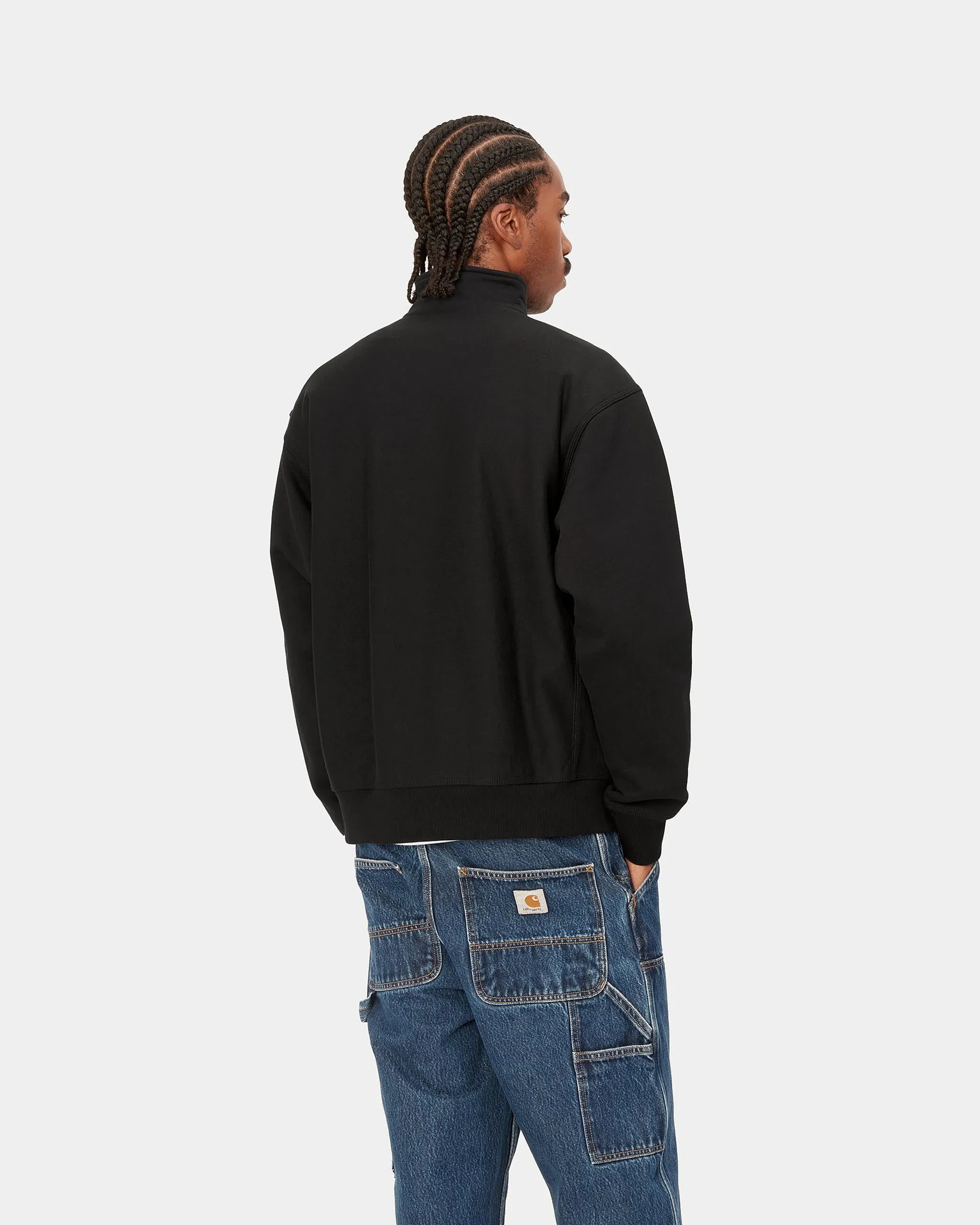 Carhartt WIP Half Zip American Script Sweat - Black