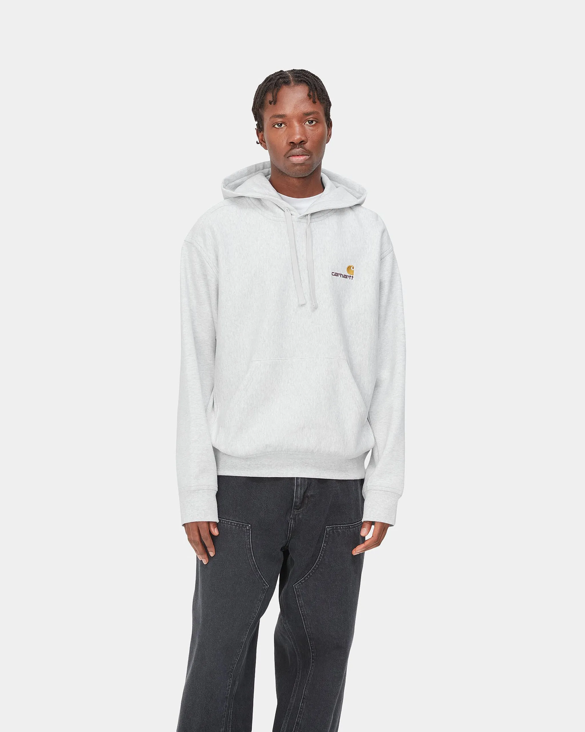 Carhartt WIP Hooded American Script Sweat - Ash Heather