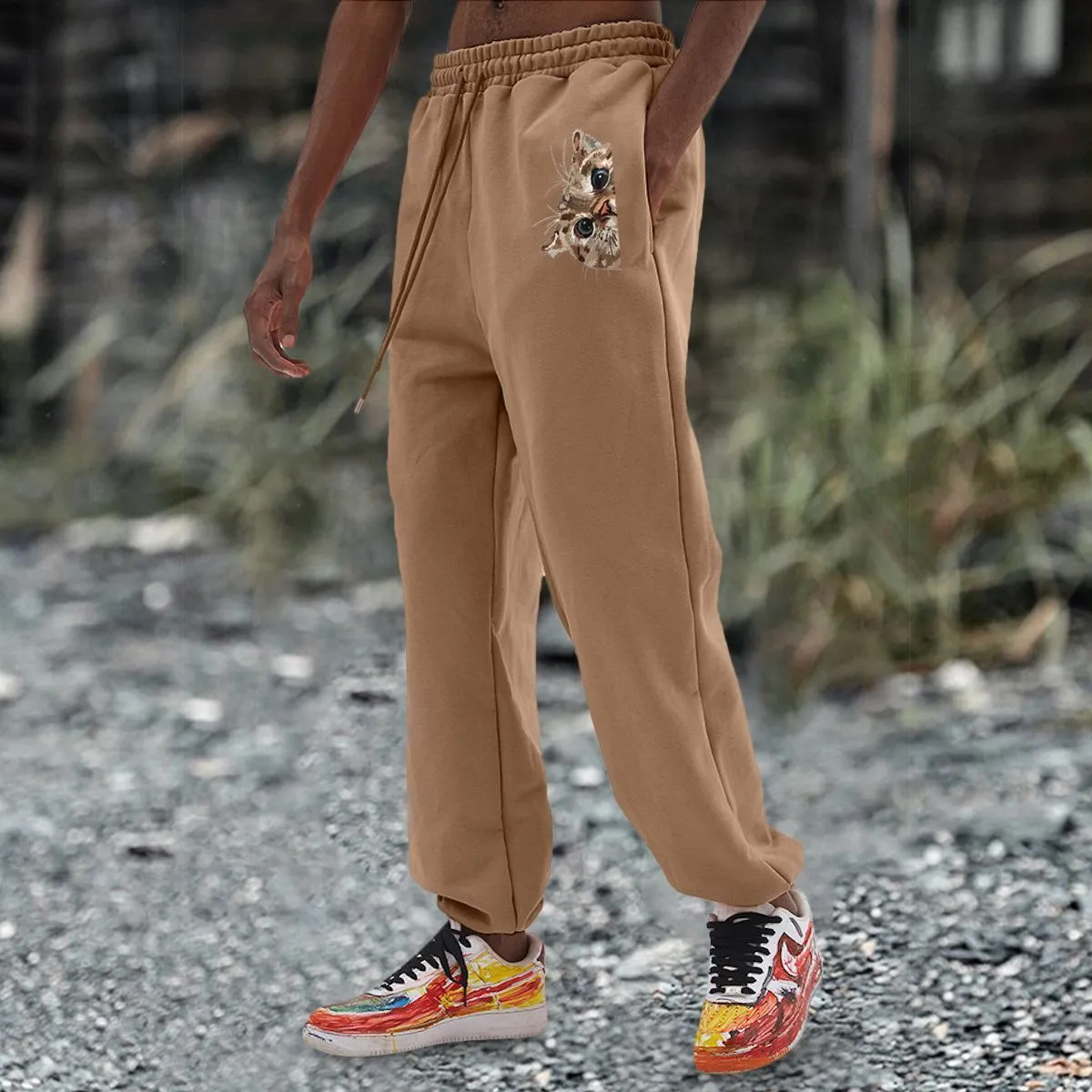 Casual retro street sports sweatpants trousers