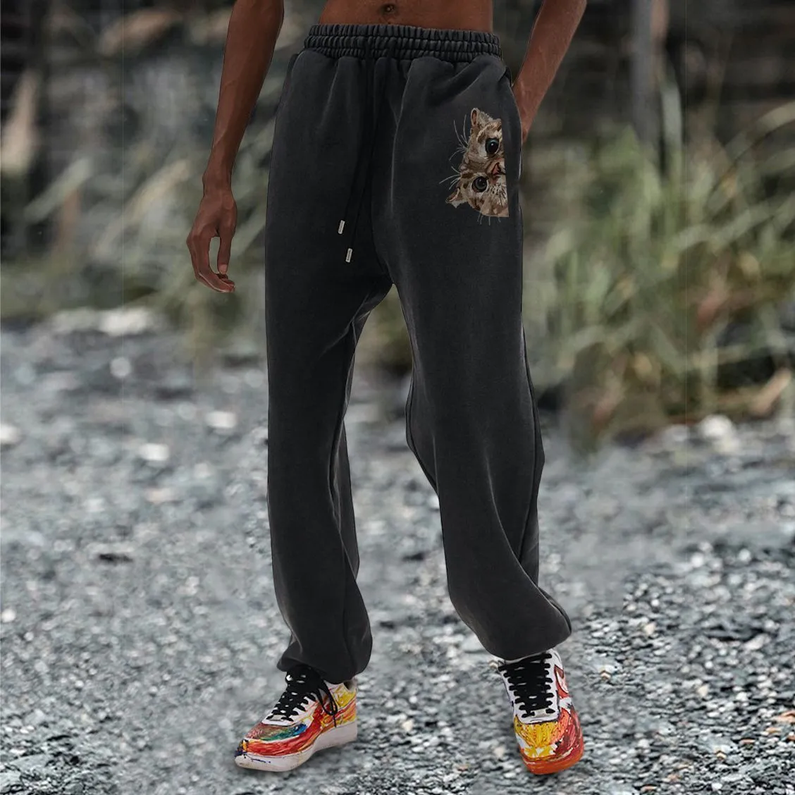Casual retro street sports sweatpants trousers