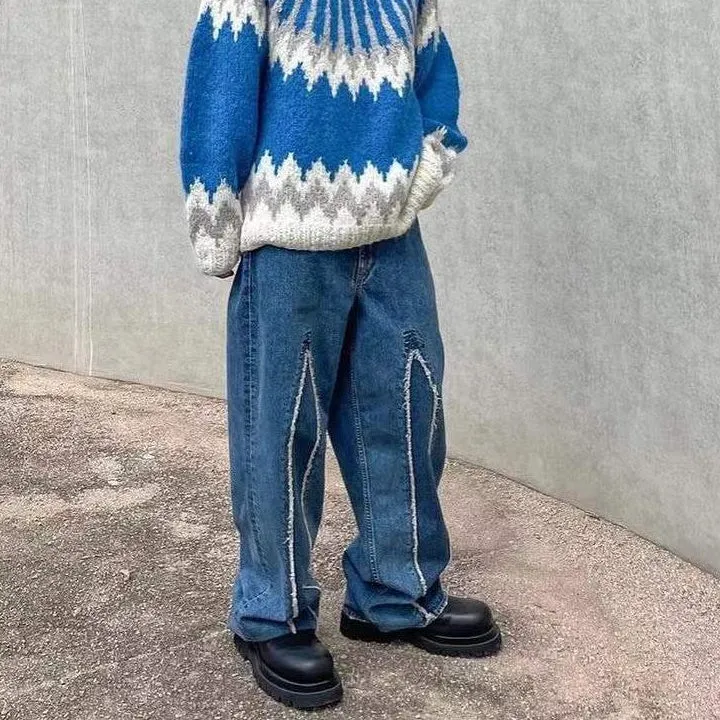 Casual street stitching jeans