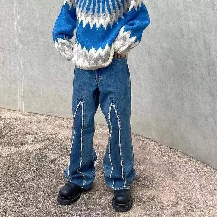 Casual street stitching jeans