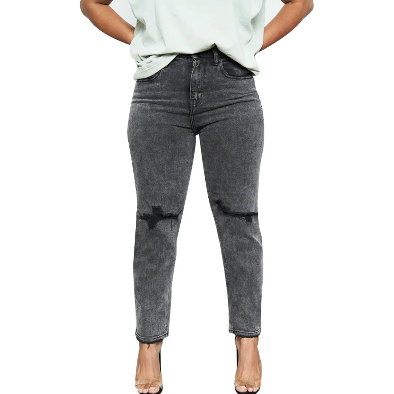 Casual Women Ripped Wholesale Denim Jeans