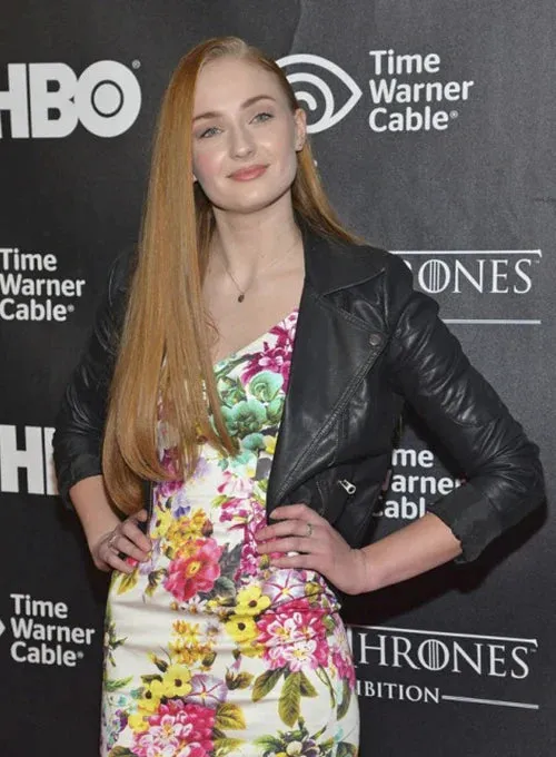 Elegant Black Leather Jacket Worn By Sophie Turner | Sophie Turner Elegant Black Leather Jacket