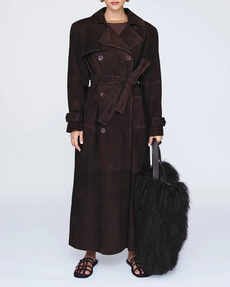 Elegant Long Coat Coat With Waistband