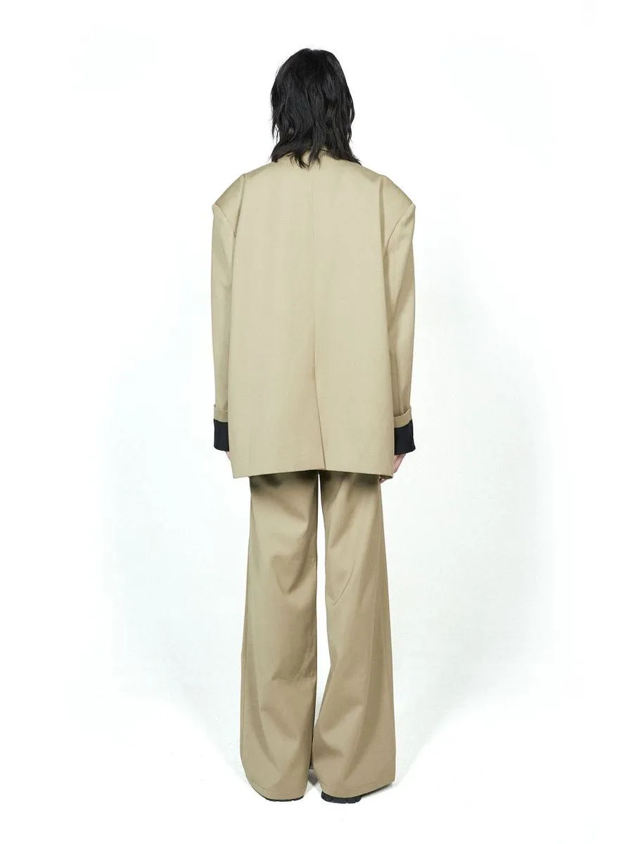 Formal Plain Straight Wide-pants