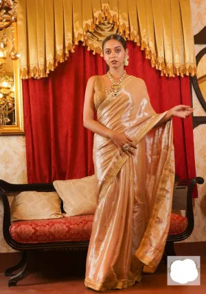 Golden Boarder Ivory Tissue Saree