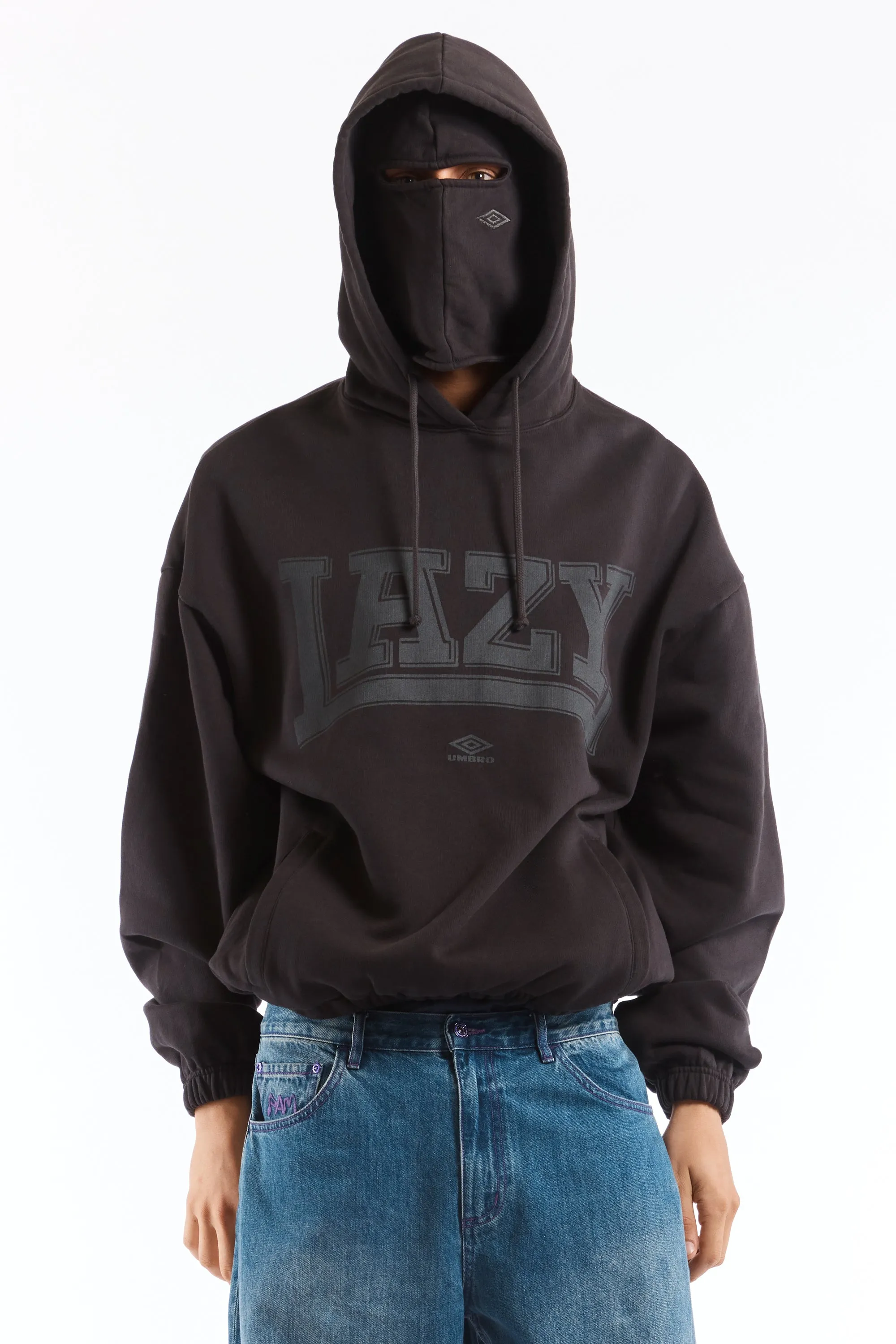 Lazy Mask Hoodie Washed Black