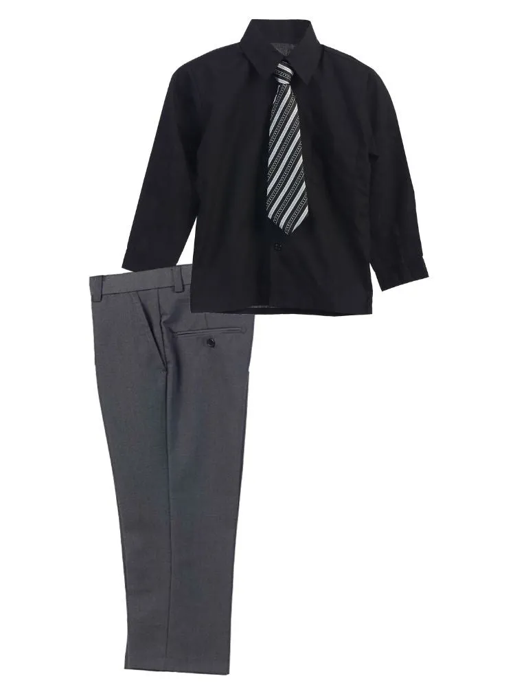 Little Boy's 3 Piece Dress Shirt Tie Pants Formal Outfit, Sizes 2T-7