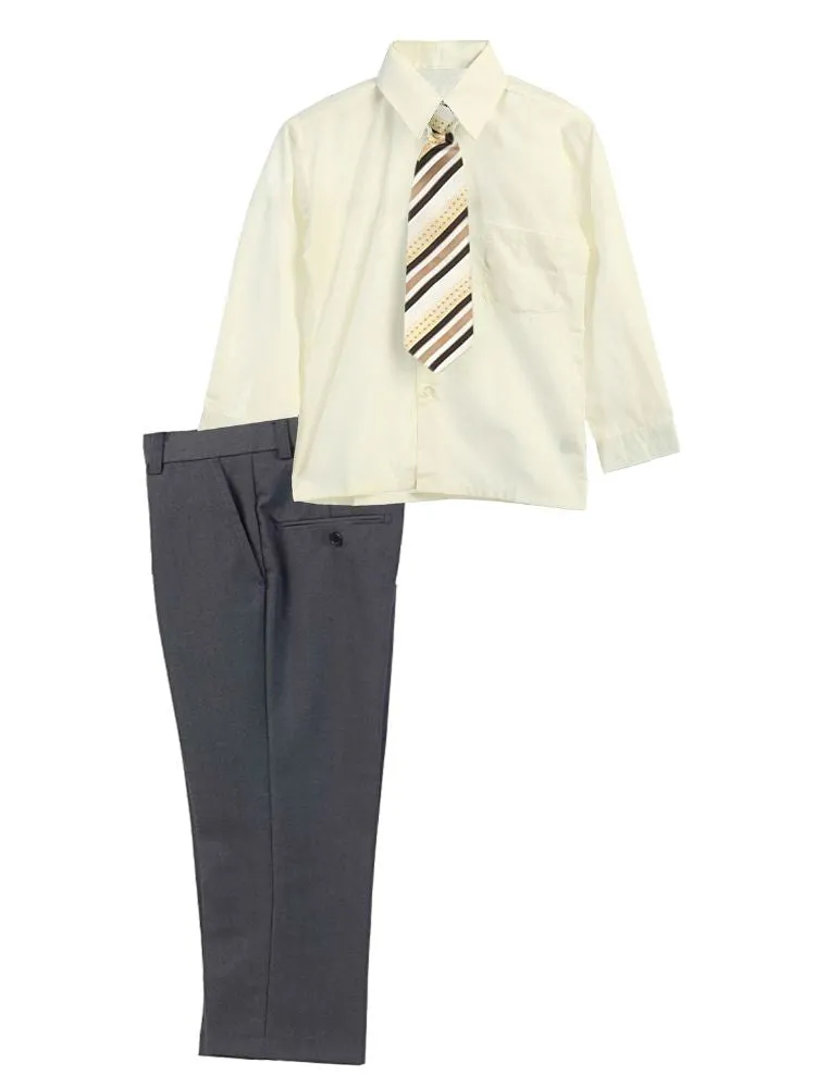 Little Boy's 3 Piece Dress Shirt Tie Pants Formal Outfit, Sizes 2T-7