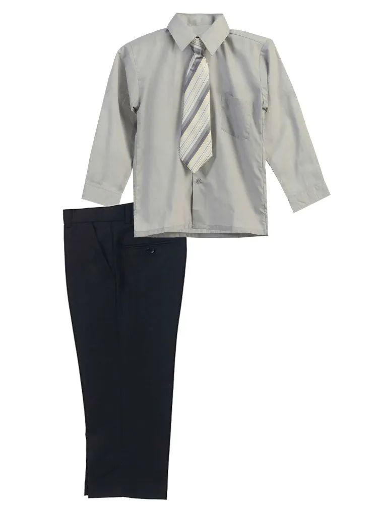 Little Boy's 3 Piece Dress Shirt Tie Pants Formal Outfit, Sizes 2T-7