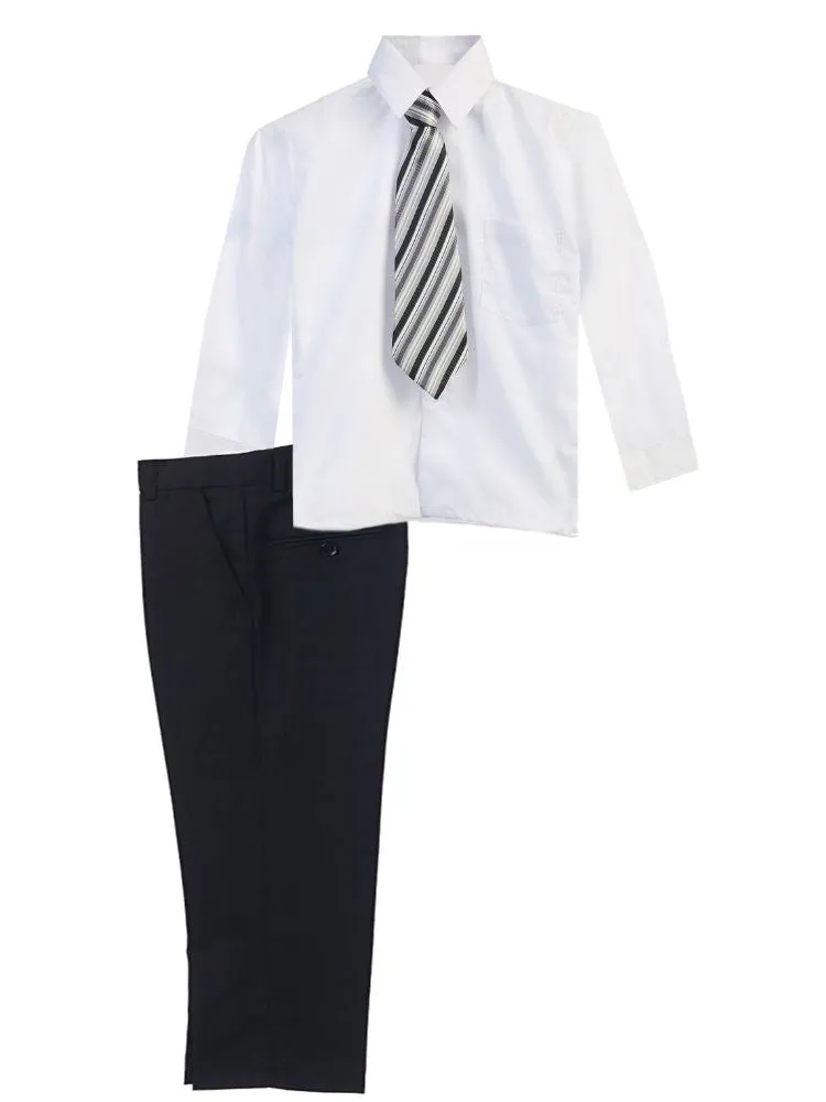 Little Boy's 3 Piece Dress Shirt Tie Pants Formal Outfit, Sizes 2T-7
