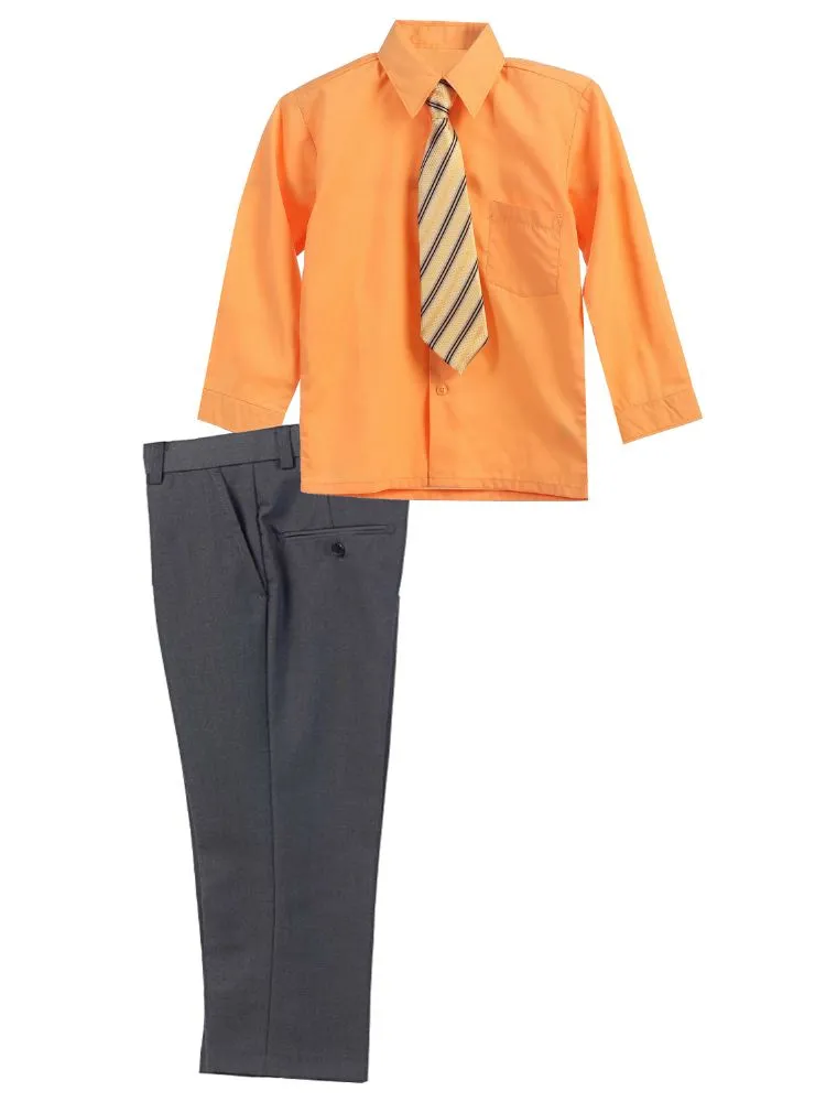 Little Boy's 3 Piece Dress Shirt Tie Pants Formal Outfit, Sizes 2T-7