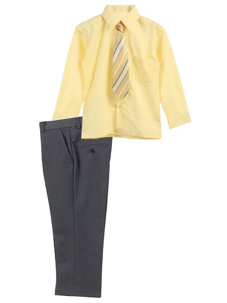 Little Boy's 3 Piece Dress Shirt Tie Pants Formal Outfit, Sizes 2T-7