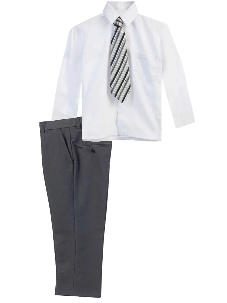 Little Boy's 3 Piece Dress Shirt Tie Pants Formal Outfit, Sizes 2T-7