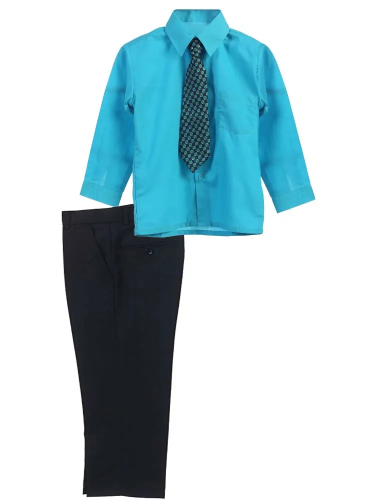 Little Boy's 3 Piece Dress Shirt Tie Pants Formal Outfit, Sizes 2T-7