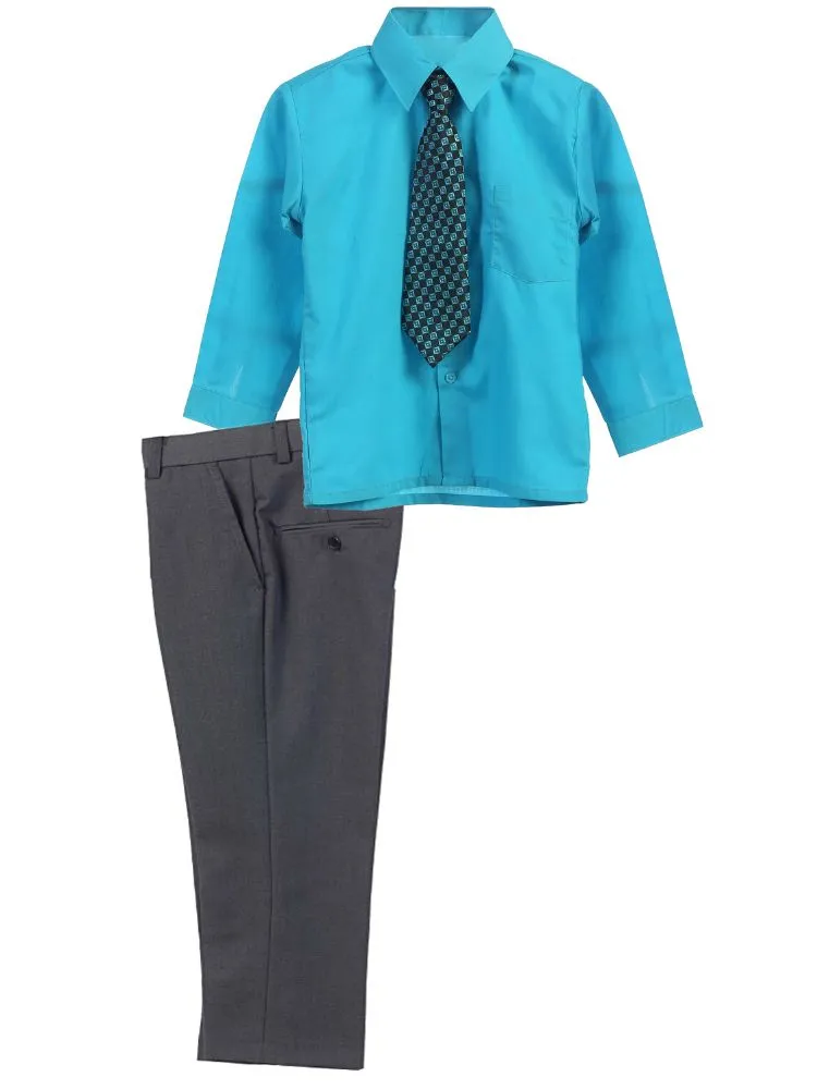 Little Boy's 3 Piece Dress Shirt Tie Pants Formal Outfit, Sizes 2T-7