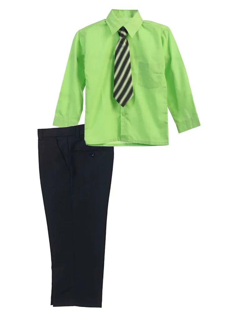 Little Boy's 3 Piece Dress Shirt Tie Pants Formal Outfit, Sizes 2T-7