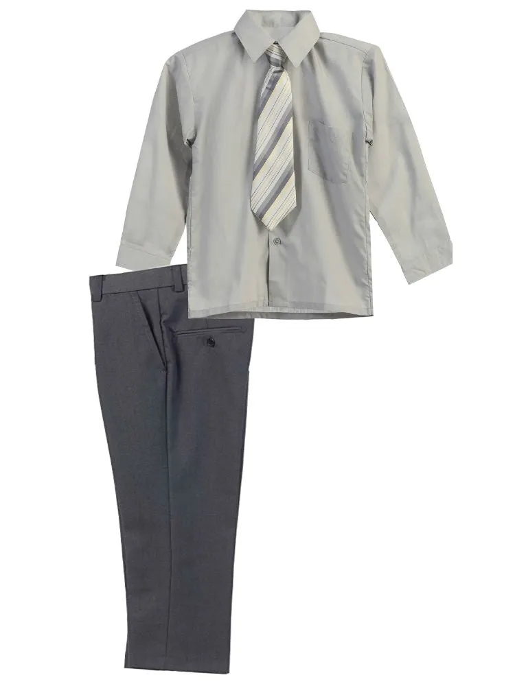Little Boy's 3 Piece Dress Shirt Tie Pants Formal Outfit, Sizes 2T-7