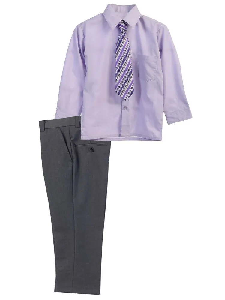 Little Boy's 3 Piece Dress Shirt Tie Pants Formal Outfit, Sizes 2T-7