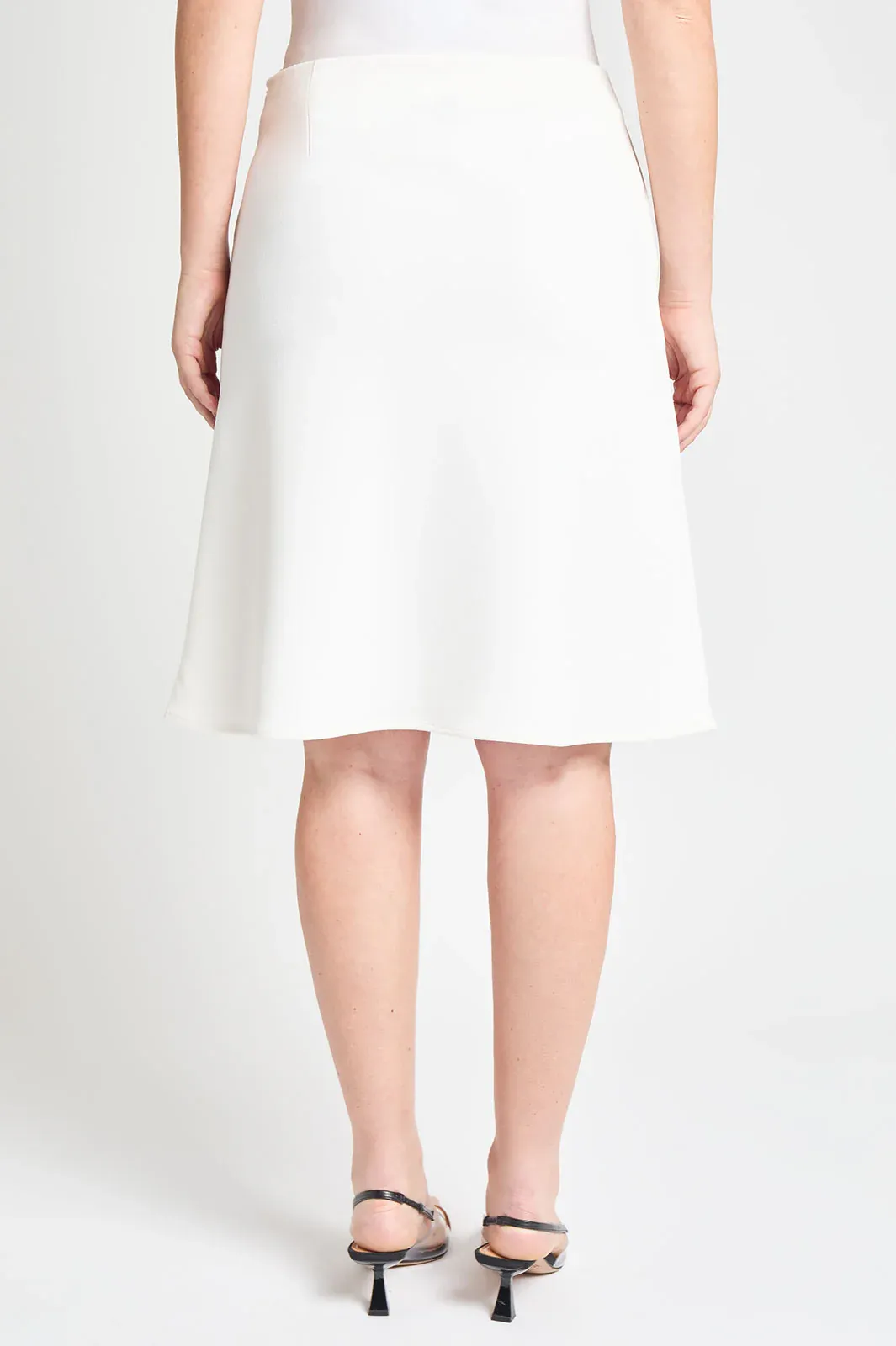 Ming Wang Stretch Deco Crepe A-Line Skirt - White