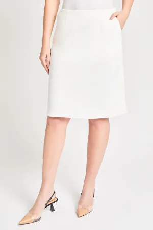 Ming Wang Stretch Deco Crepe A-Line Skirt - White