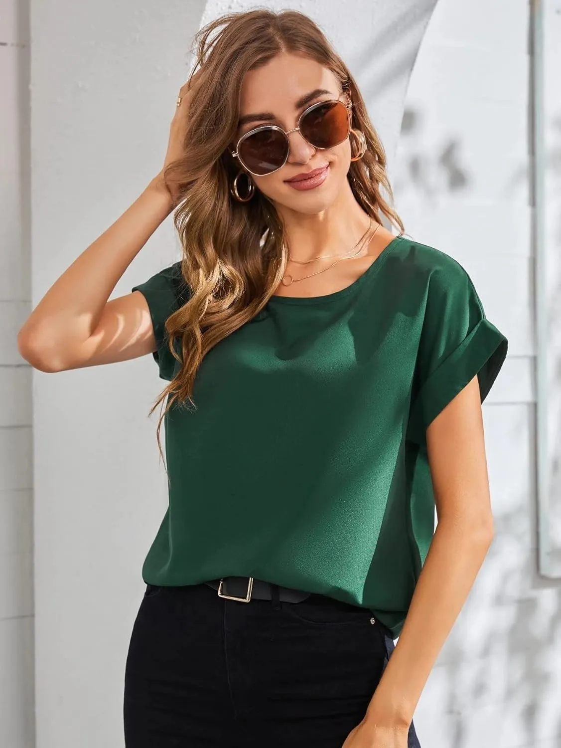 NARECRE Womens Tops Dressy Casual,Summer Blouses for Women,Business Casual Tops,Womens Dress Shirts