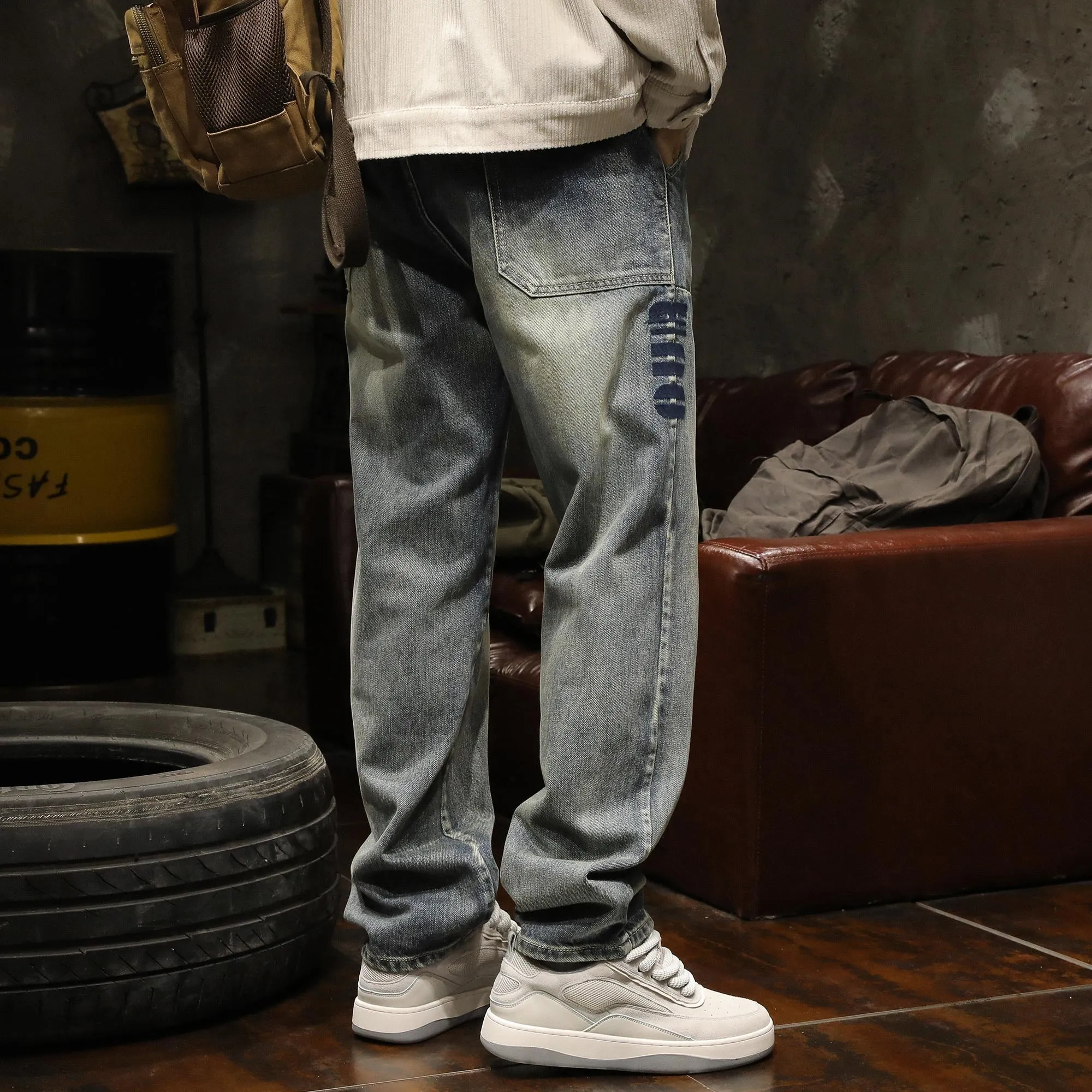 Oversize Denim Trousers Straight Casual P1013