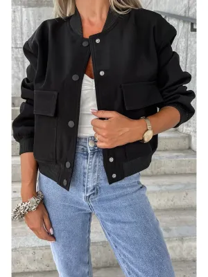 Pocketed Snap Down Long Sleeve Jacket