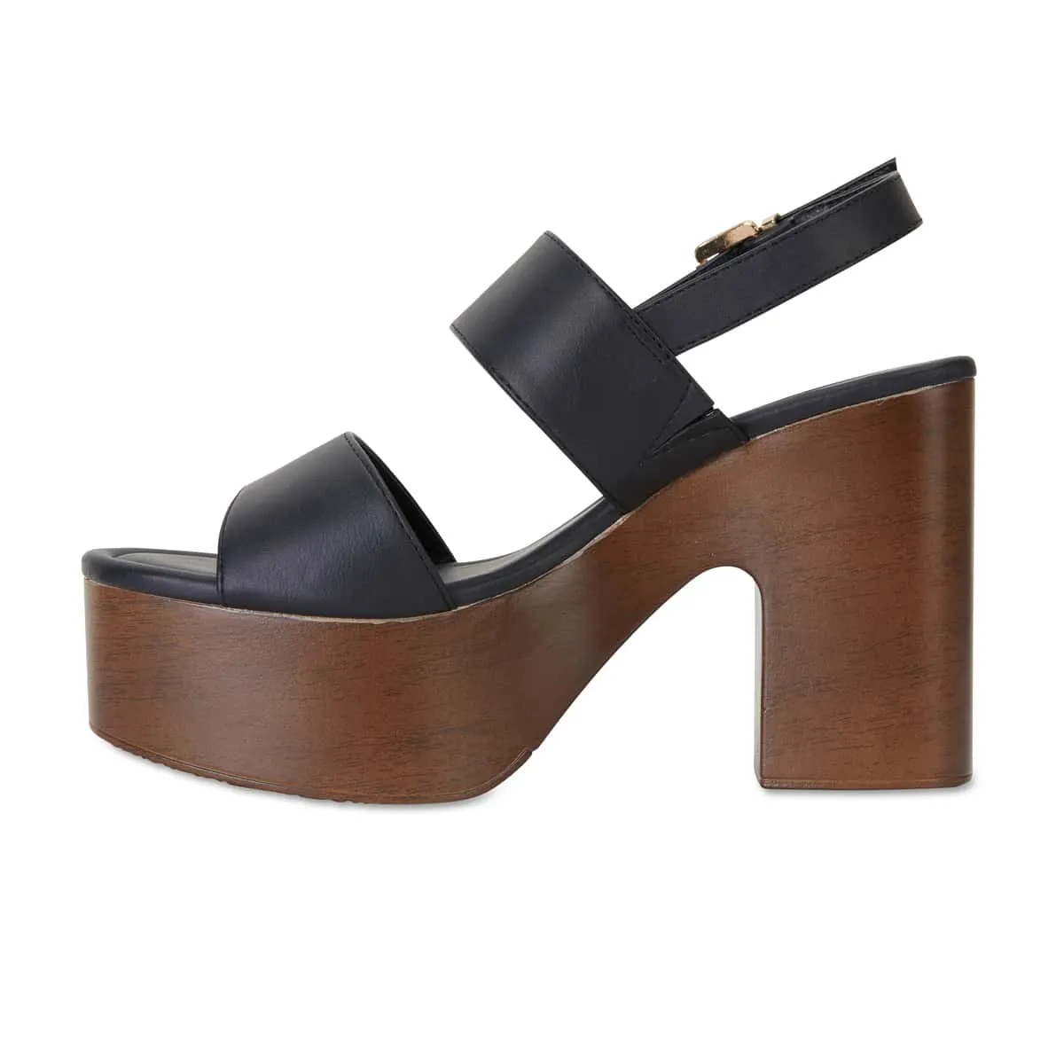 Popeye Heel in Black Smooth