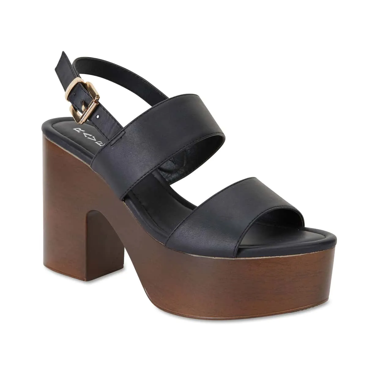 Popeye Heel in Black Smooth
