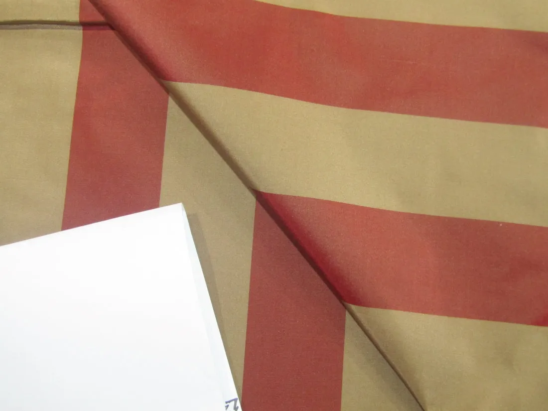 Silk Taffeta Fabric Dark Red & Dark Beige stripes 54" wide TAFS9