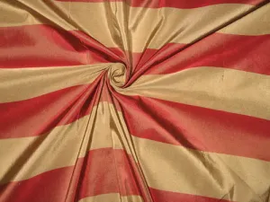Silk Taffeta Fabric Dark Red & Dark Beige stripes 54" wide TAFS9
