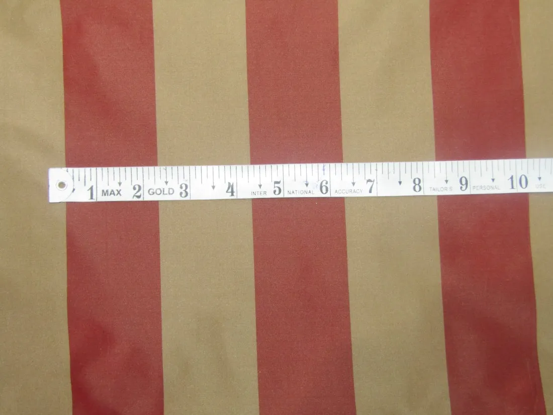 Silk Taffeta Fabric Dark Red & Dark Beige stripes 54" wide TAFS9