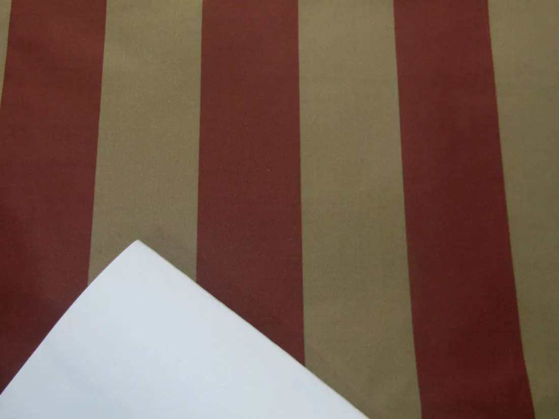 Silk Taffeta Fabric Dark Red & Dark Beige stripes 54" wide TAFS9